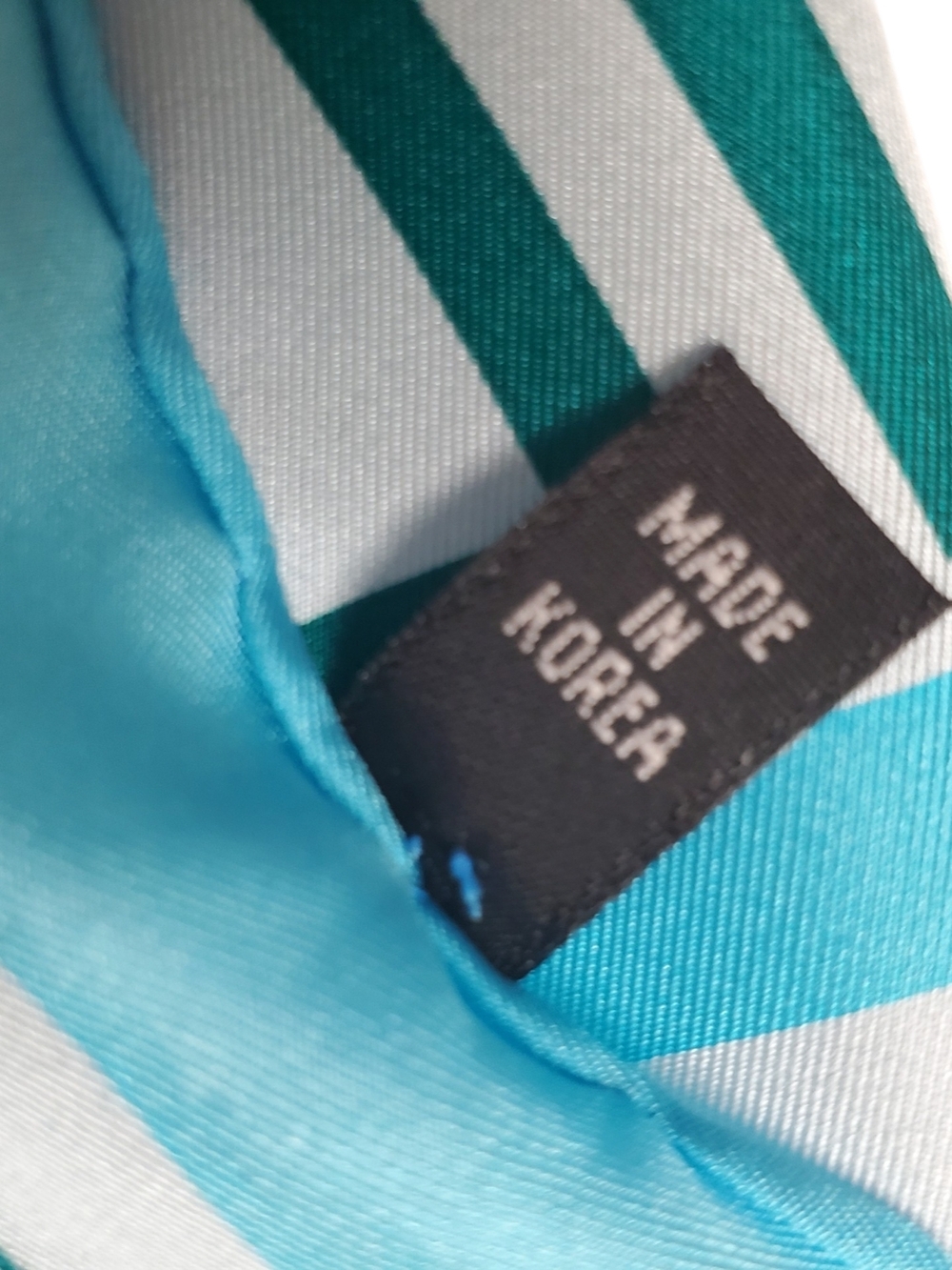 Vntg 100% Silk Scarf Geometric MCM Space Age 1949 Graphic Turquoise Blue. Korea - Picture 4 of 10